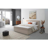 BOXBETT 180/200 cm,  in Creme, H3 + H3 = fest  - Creme, MODERN, Holz/Textil (180/200cm) - MID.YOU