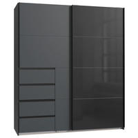 SCHWEBETÜRENSCHRANK Graphitfarben  - Schwarz/Graphitfarben, Konventionell, Glas/Holzwerkstoff (180/208/64cm) - Boxxx