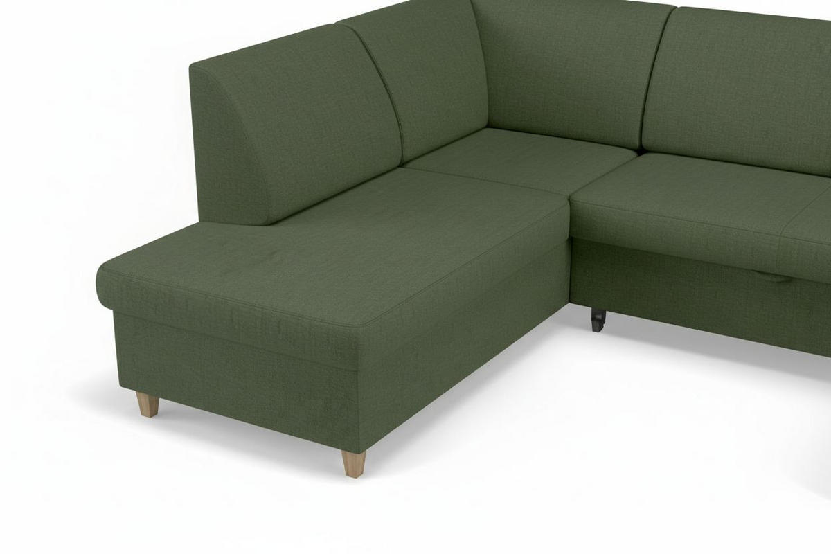 WOHNLANDSCHAFT NIKAS Grün Bouclé  - Buchefarben/Grün, Design, Holz/Textil (310/198/145cm) - MID.YOU