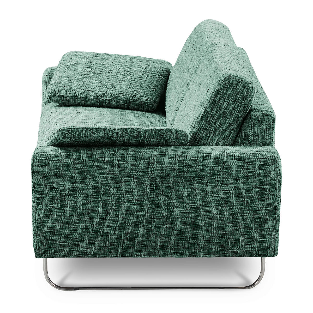 2-SITZER-SOFA SPRING in Webstoff Grün Modern  - Chromfarben/Grün, Design, Textil/Metall (157/85/92cm) - Livetastic