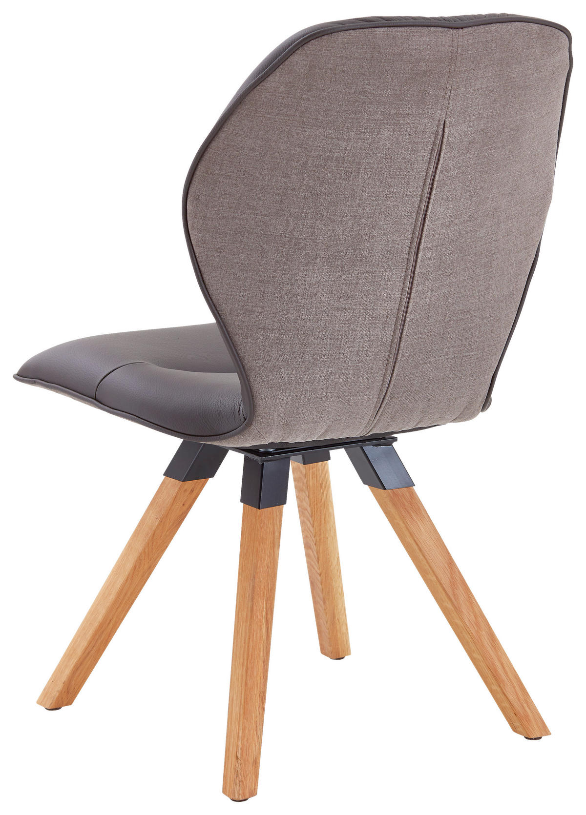 STUHL  in Echtleder pigmentiert  - Taupe/Wildeiche, Design, Leder/Holz (62/91/59cm) - Valdera