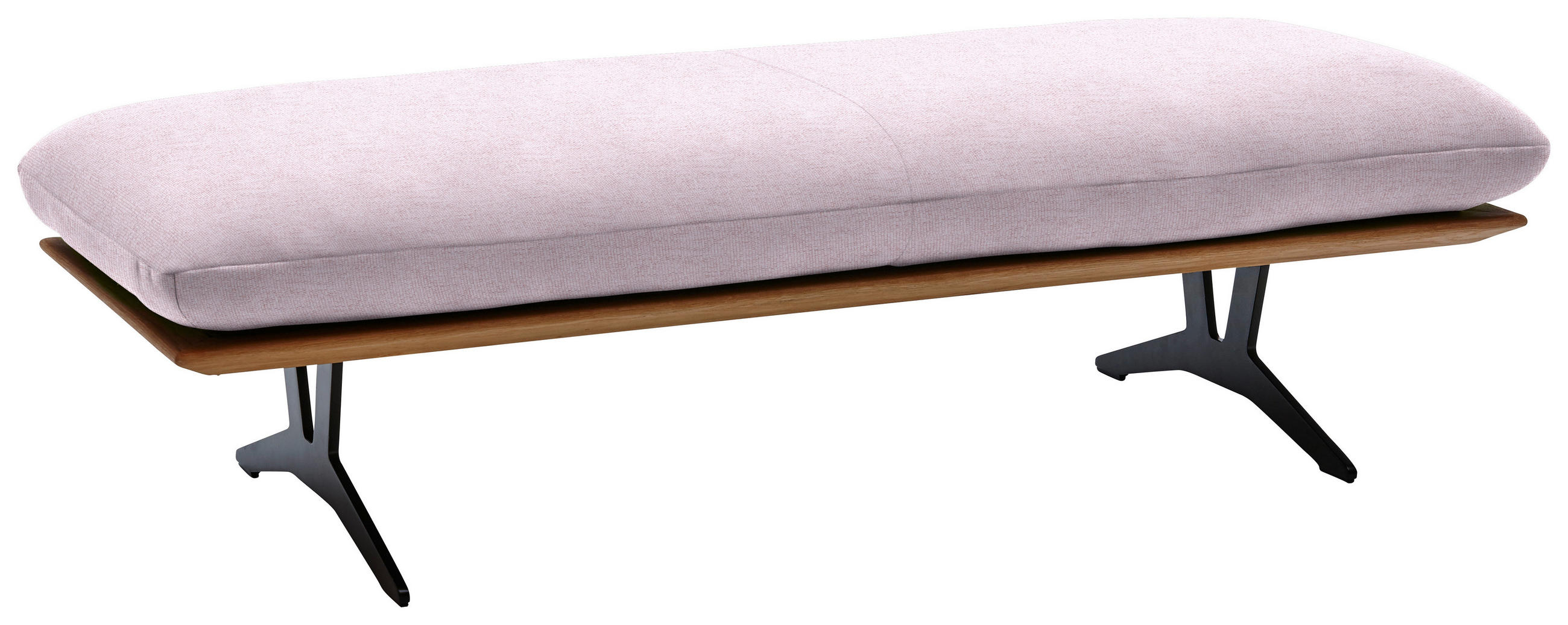 HOCKERBANK in Holz, Textil Hellrosa  - Hellrosa/Schwarz, Design, Holz/Textil (150/43/60cm) - Dieter Knoll