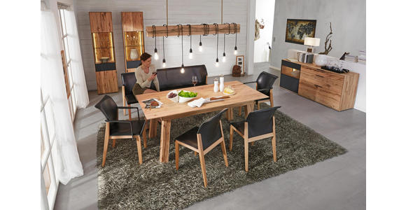VITRINE in massiv Kernbuche Anthrazit, Buchefarben - Anthrazit/Buchefarben, Design, Glas/Holz (50/206/39cm) - Valnatura