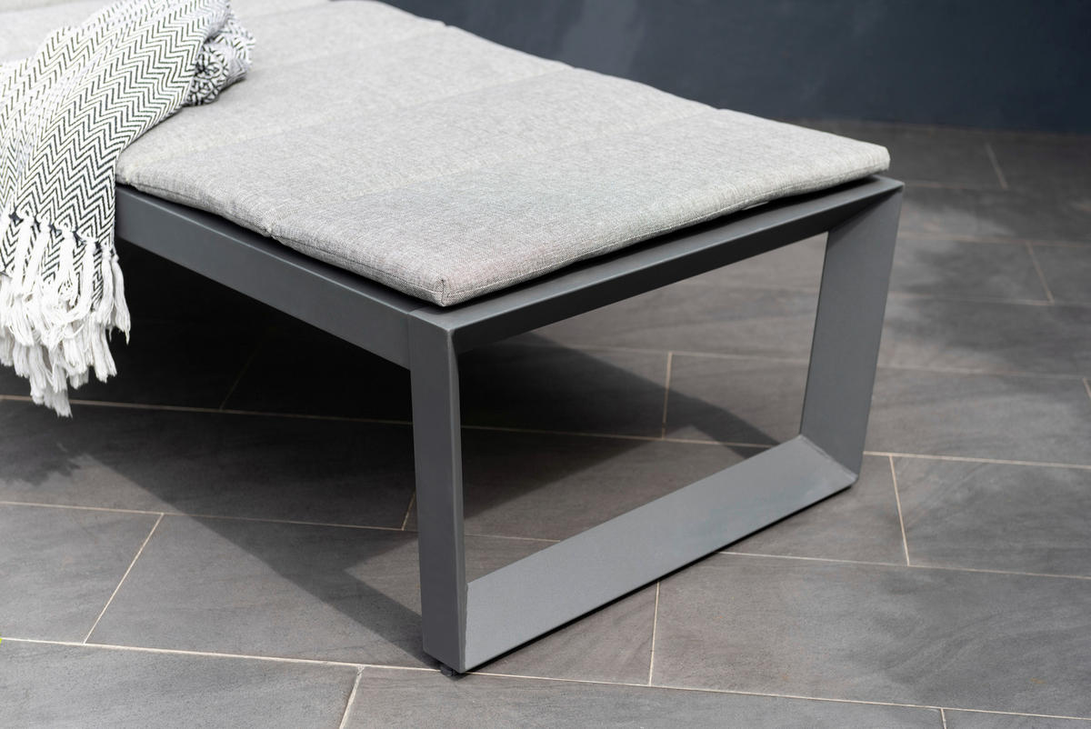 GARTENLIEGE 92/102/214 cm  - Anthrazit/Beige, MODERN, Holz/Textil (92/102/214cm) - Amatio