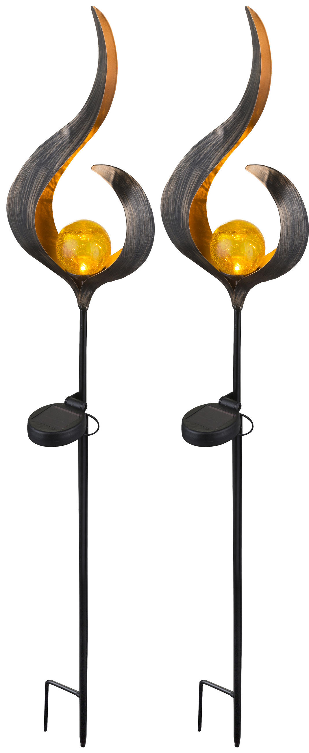 Solarleuchte 2er Set  2-teilig  - Bronzefarben, LIFESTYLE, Glas/Metall (90cm) - Ambia Garden