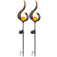 Solarleuchte 2er Set  2-teilig  - Bronzefarben, LIFESTYLE, Glas/Metall (90cm) - Ambia Garden