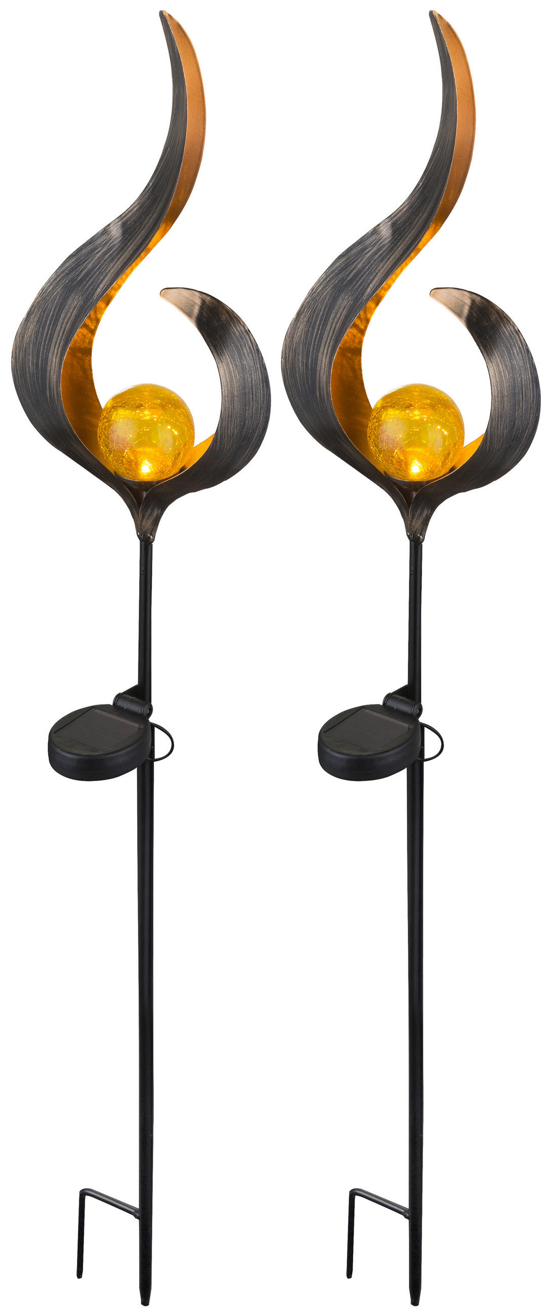 Solarleuchte 2er Set  2-teilig  - Bronzefarben, LIFESTYLE, Glas/Metall (90cm) - Ambia Garden
