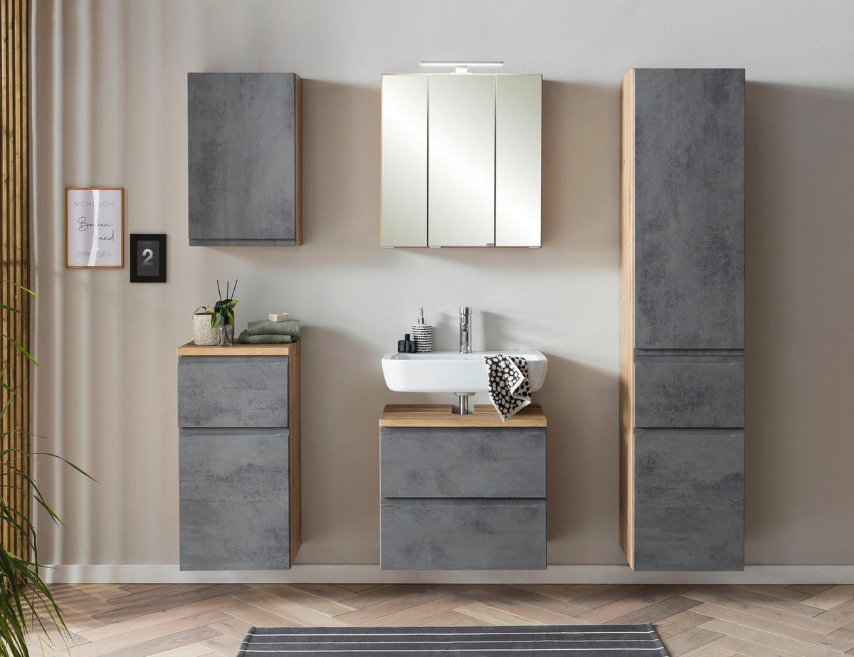 VÄGGHÄNGT SKÅP  - ek Wotan/ljusgrå, Modern, trämaterial (40/64/20cm) - Held