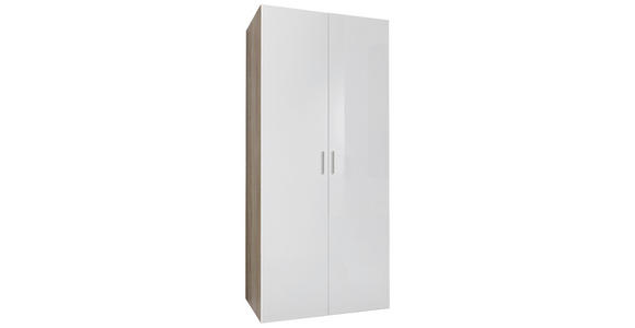 GARDEROBENSCHRANK  in 80/185/54 cm  - Chromfarben/Eichefarben, Design, Holzwerkstoff/Kunststoff (80/185/54cm) - Xora