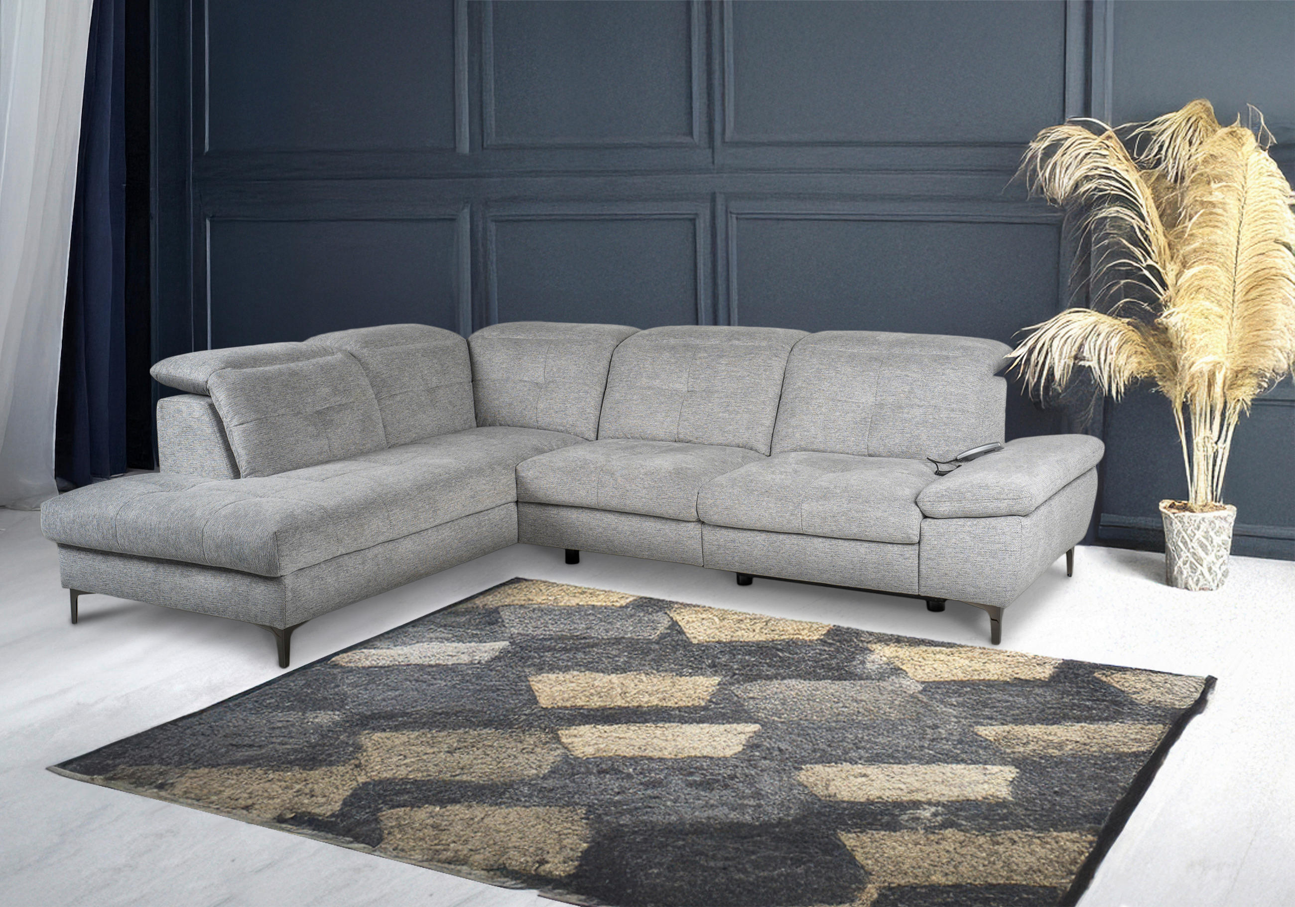 ECKSOFA Grau Webstoff  - Schwarz/Grau, KONVENTIONELL, Textil/Metall (225/288cm) - Carryhome