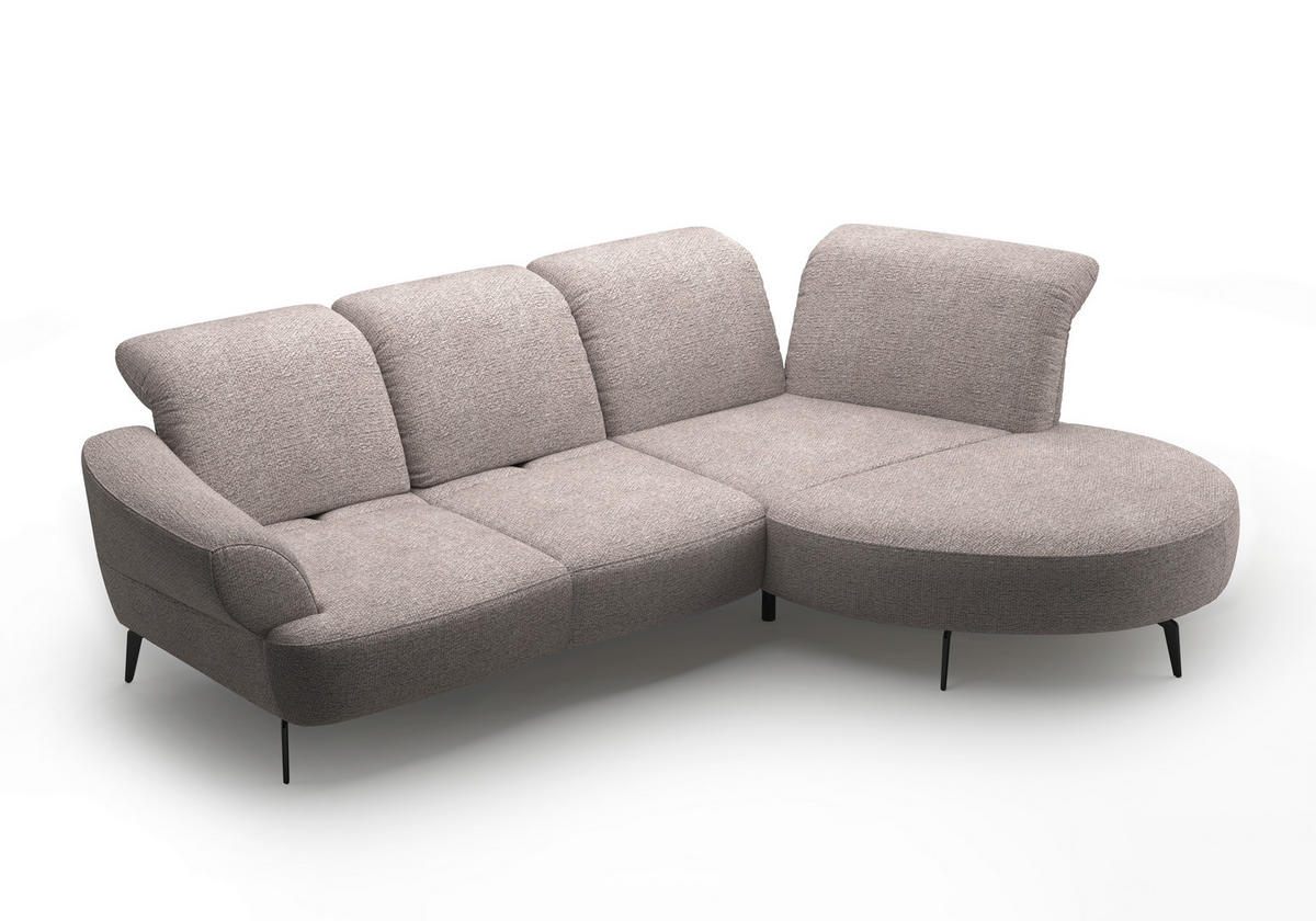 ECKSOFA DANCE E Silberfarben Chenille  - Silberfarben/Schwarz, MODERN, Textil/Metall (313/208cm) - Sit & More