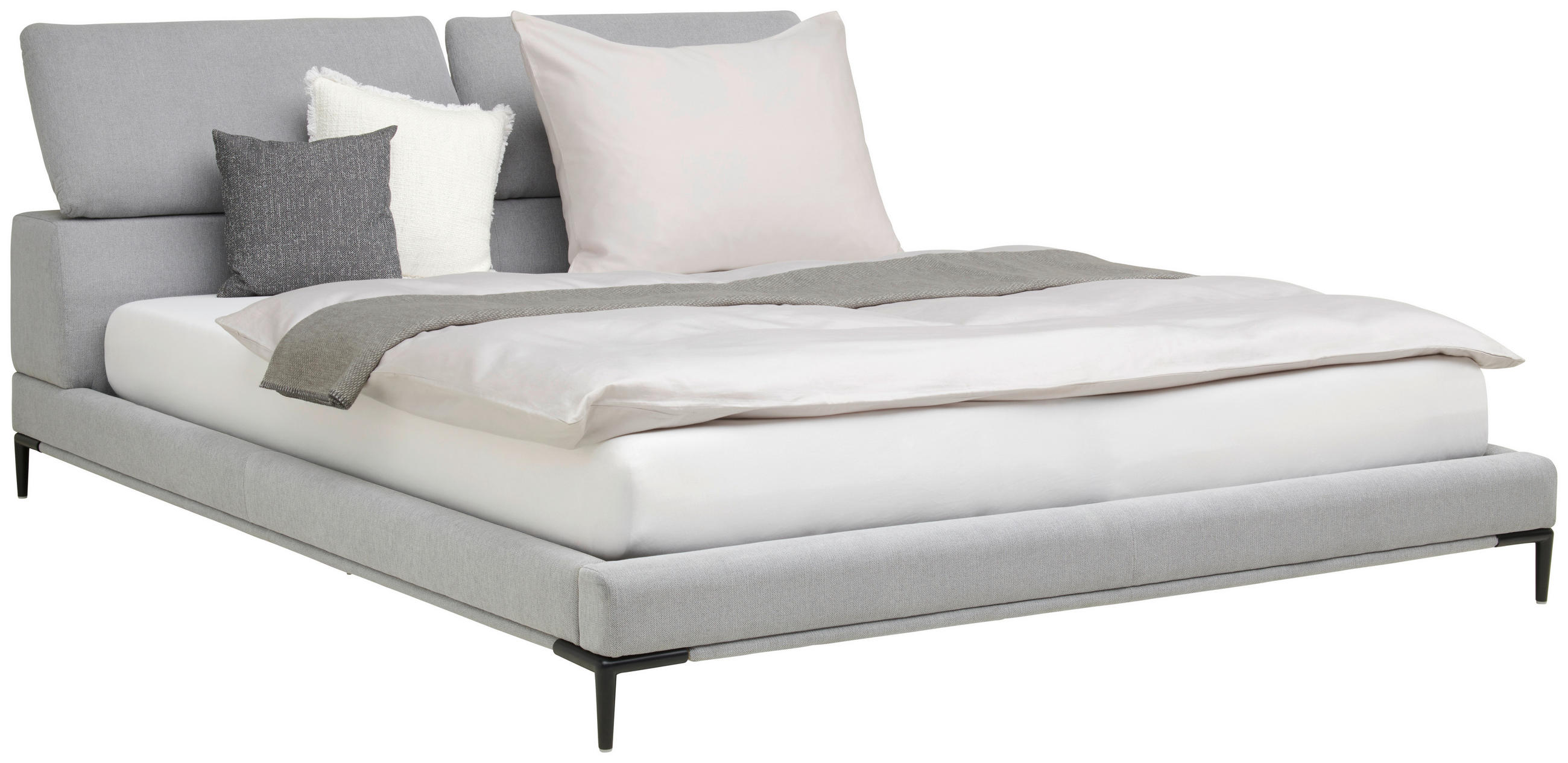 ČALOUNĚNÁ POSTEL, 180/200 cm, šedá - šedá/černá, Moderní, kov/dřevo (180/200cm) - Livetastic