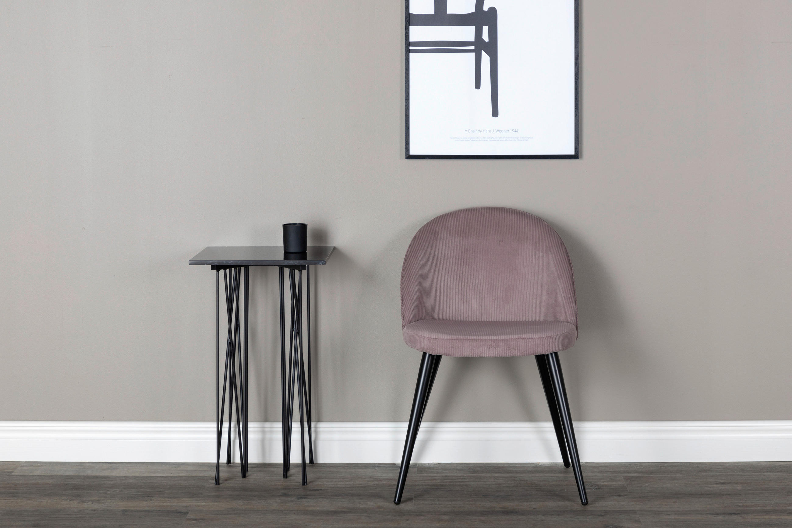 STOLSET 2 styck stål manchester  - pink/svart, Design, metall/textil (57/76,5/50cm) - Livetastic