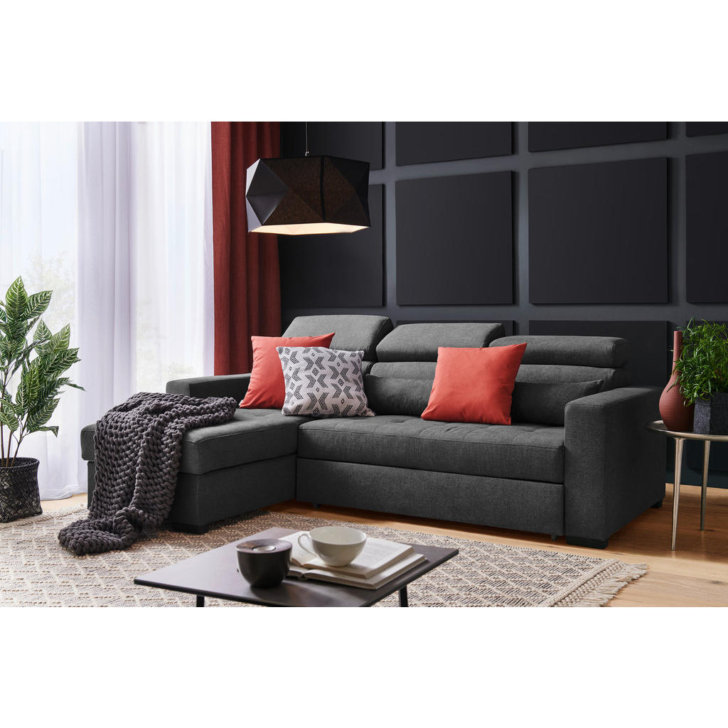 Thumbnail - Carryhome Ecksofa, Graphit, Textil, 3-Sitzer, Füllung: Schaumstoff, seitenverkehrt montierbar, L-Form, 240x179 cm, Stoff...