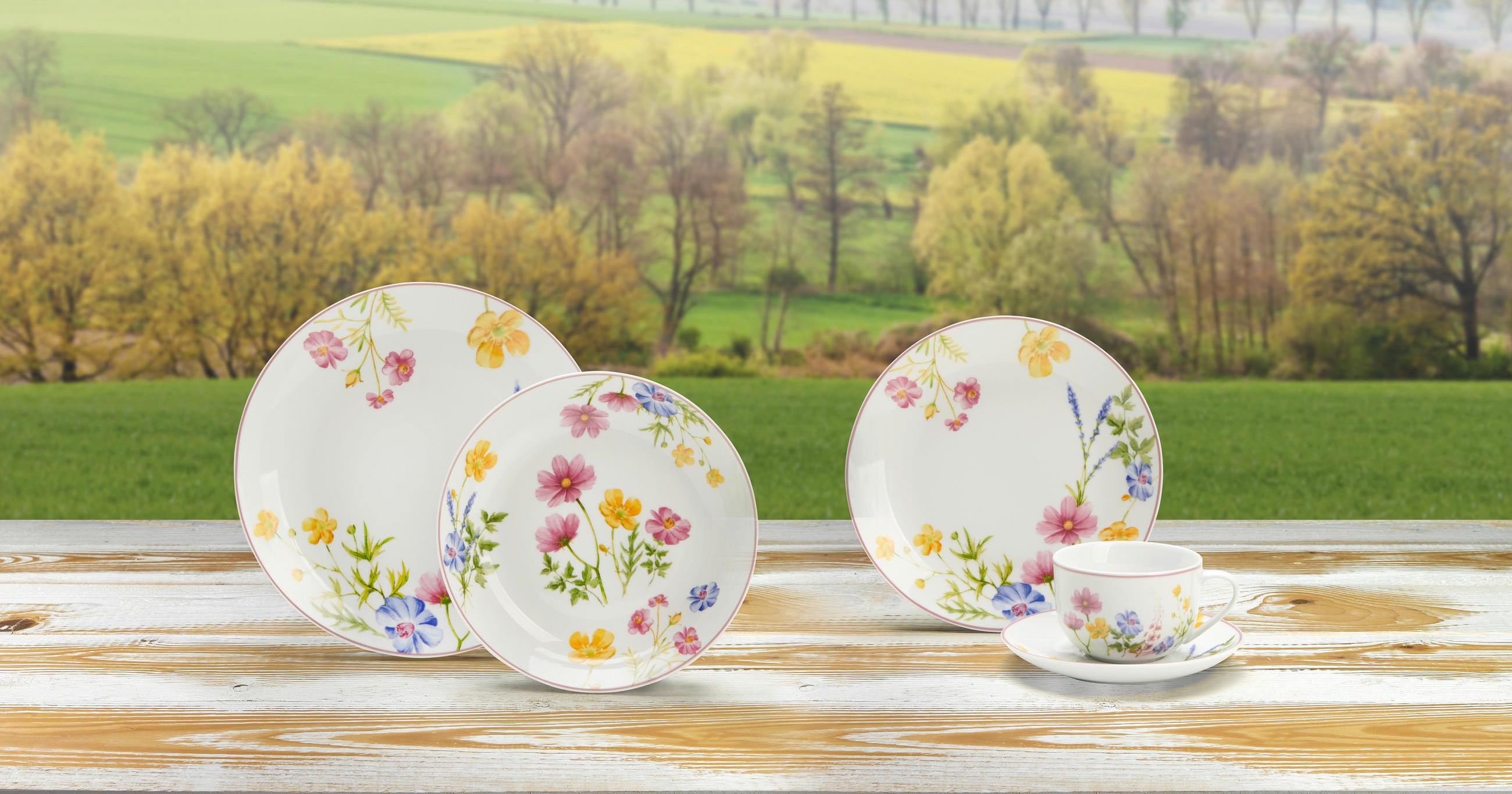 SERVICIU DE MASĂ 12 piese  - galben/verde, Lifestyle, ceramică - Landscape