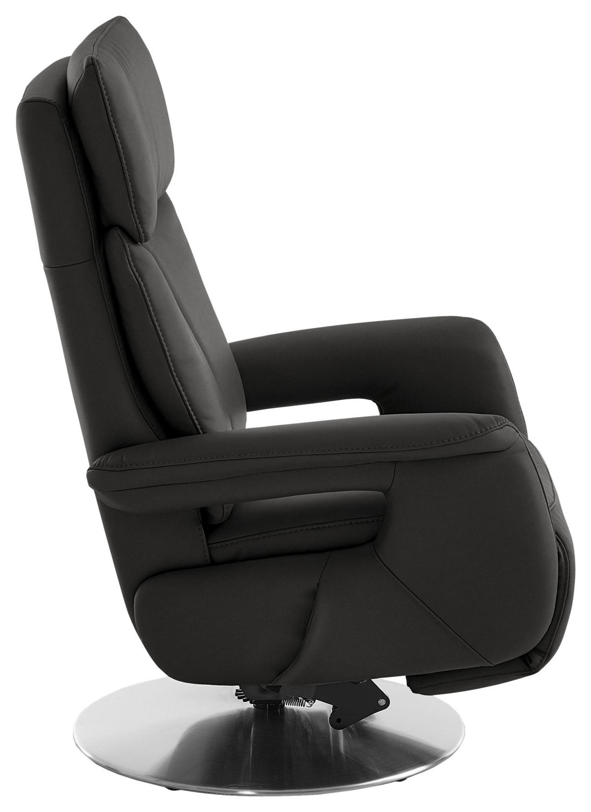 RELAXSESSEL in Leder Grau  - Edelstahlfarben/Grau, Design, Leder/Metall (78/112/85cm) - Cantus