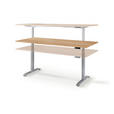 SCHREIBTISCH 180/80/64-130 cm  in Silberfarben, Eichefarben  - Eichefarben/Silberfarben, KONVENTIONELL, Holz/Metall (180/80/64-130cm) - Linea Natura