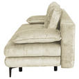 SCHLAFSOFA  mit Liegefunktion, Schlafen auf Sitzhöhe, Rücken echt Chenille Creme  - Creme/Schwarz, KONVENTIONELL, Textil/Metall (203/94/96cm) - Carryhome