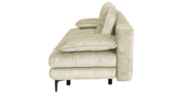 SCHLAFSOFA  mit Liegefunktion, Schlafen auf Sitzhöhe, Rücken echt Chenille Creme  - Creme/Schwarz, KONVENTIONELL, Textil/Metall (203/94/96cm) - Carryhome