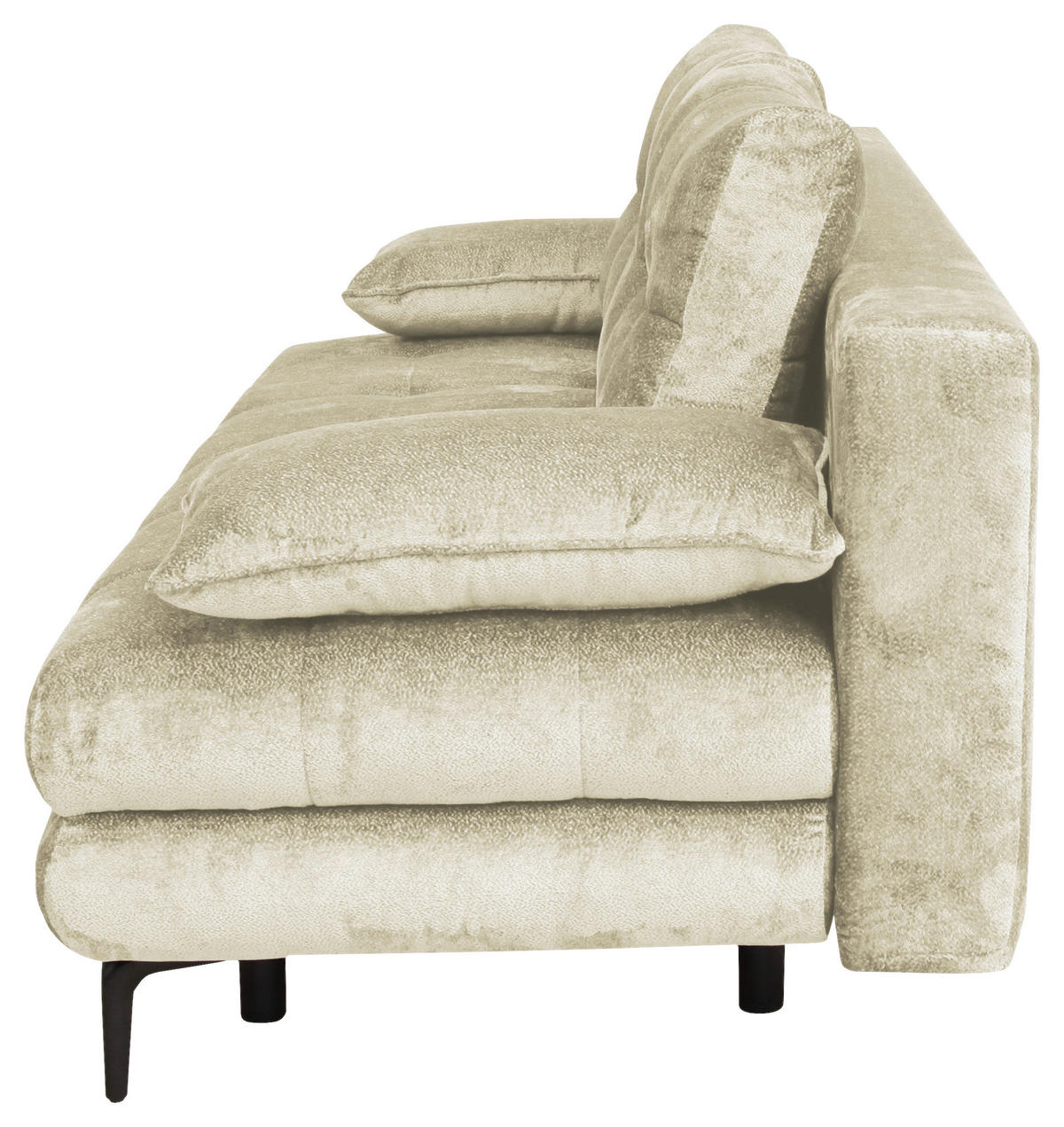 SCHLAFSOFA Chenille Creme  - Creme/Schwarz, KONVENTIONELL, Textil/Metall (203/94/96cm) - Carryhome