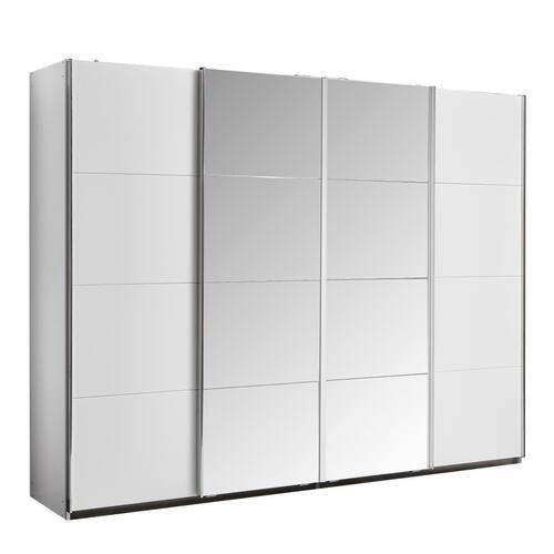 SCHWEBETÜRENSCHRANK 271/211/62 cm 4-türig Weiß  - Chromfarben/Weiß, Design, Glas/Holzwerkstoff (271/211/62cm) - Carryhome