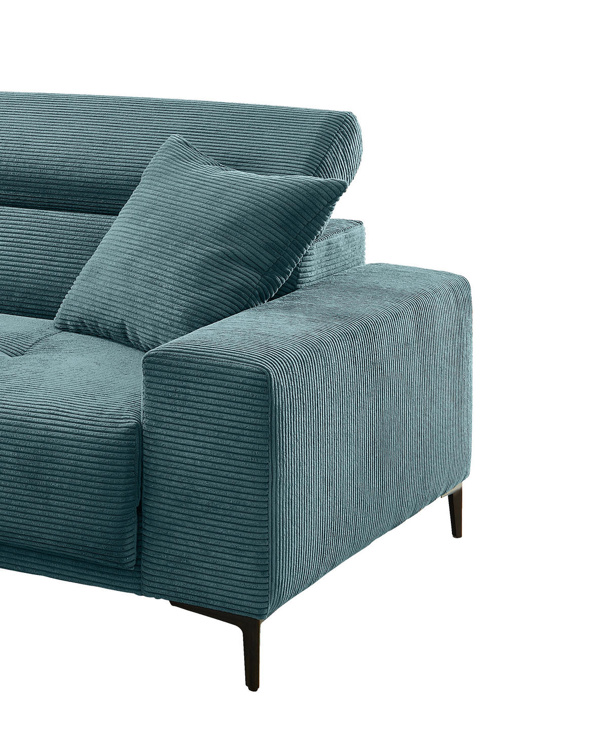 ECKSOFA Cord Petrol  - Petrol/Schwarz, Basics, Textil/Metall (183/250cm) - Livetastic