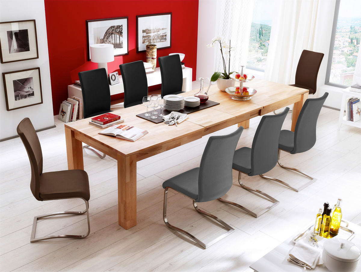 SCHWINGSTUHL  in Edelstahl Lederlook  - Edelstahlfarben/Schwarz, Design, Textil/Metall (52/103/43cm) - Livetastic