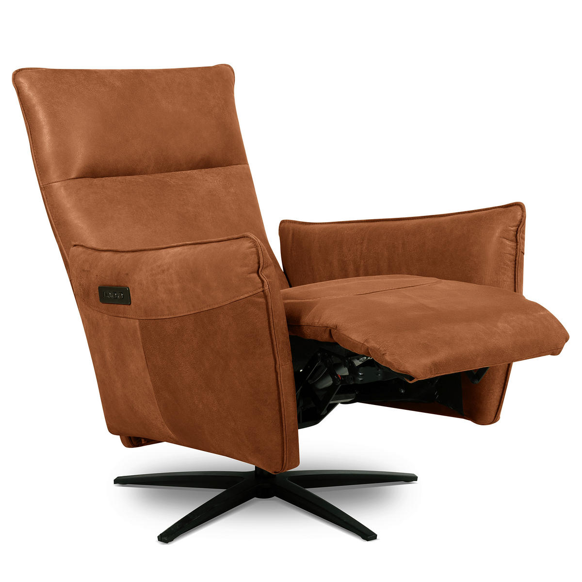RELAXSESSEL Leder Karamell  - Karamell/Schwarz, Design, Leder/Metall (77/107/88cm) - Livetastic