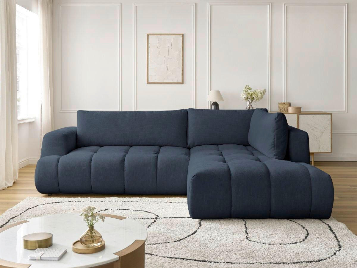 ECKSCHLAFSOFA FUJI Leinenoptik Dunkelblau  inkl.  - Schwarz/Dunkelblau, MODERN, Kunststoff/Textil (282/204cm)