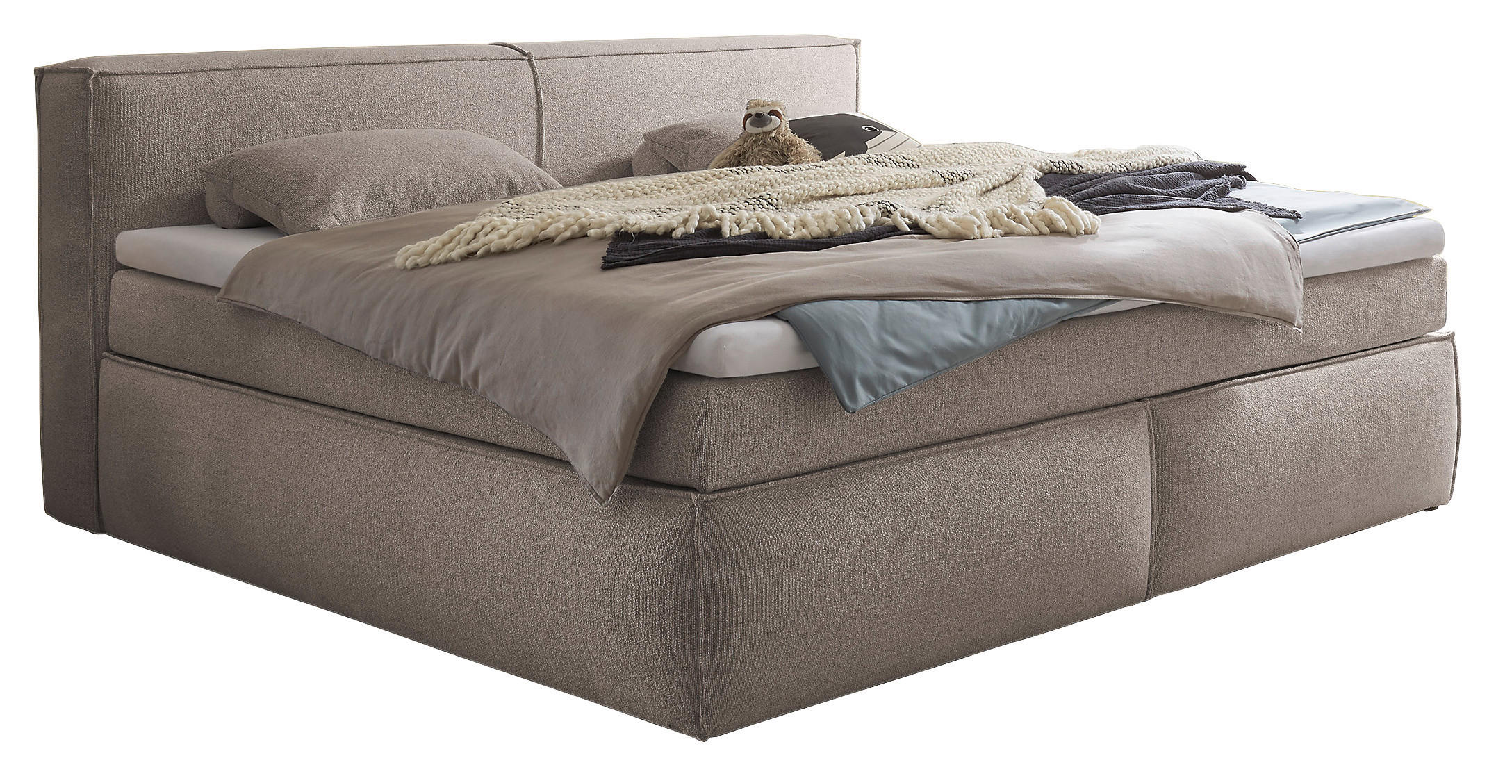 FAMILIENBOXSPRINGBETT 240/200 cm, Taupe  - Taupe/Schwarz, LIFESTYLE, Kunststoff/Textil (240/200cm) - Esposa