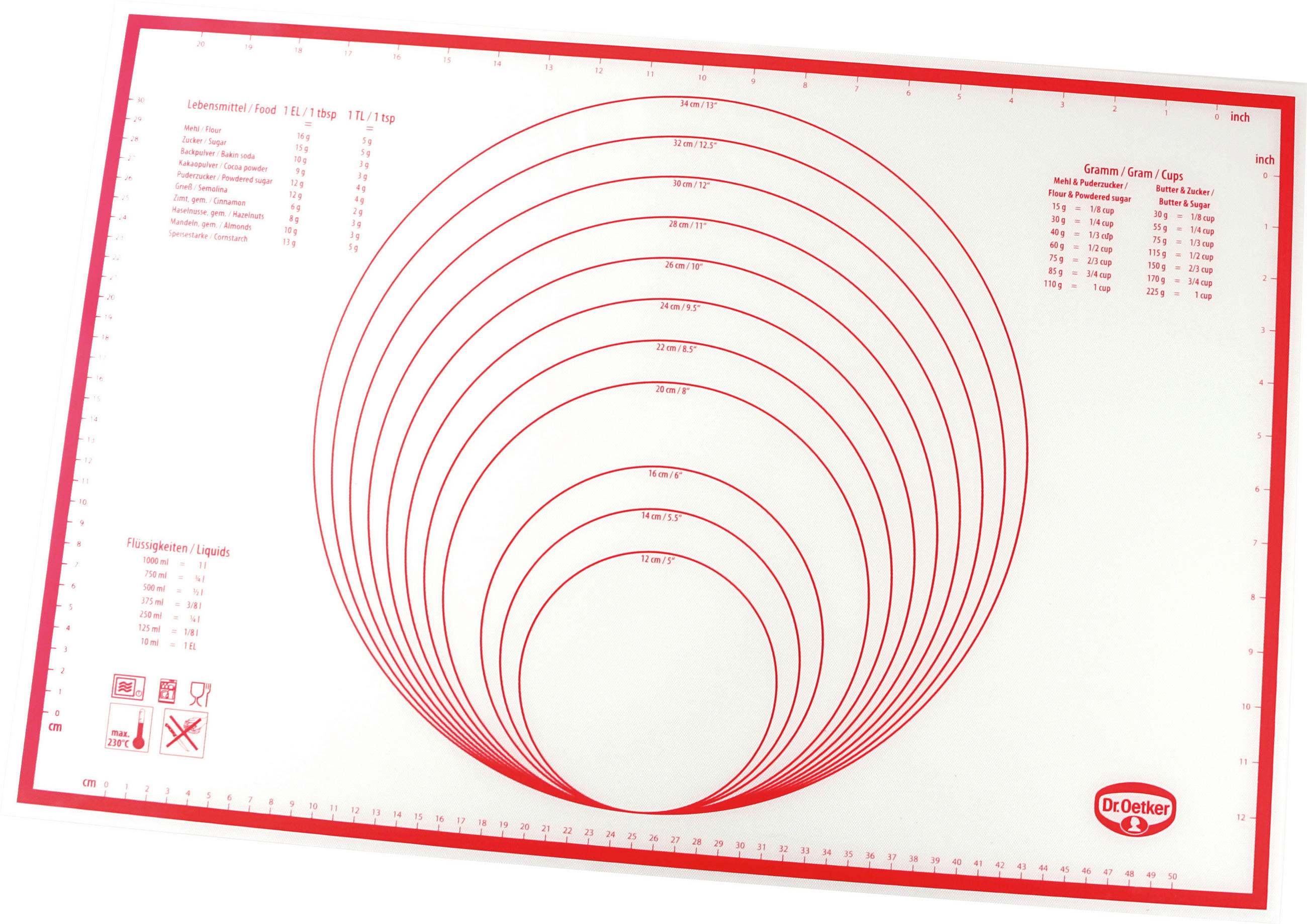 BACKMATTE  - Rot/Weiß, Basics, Kunststoff (40/60cm) - Dr.Oetker