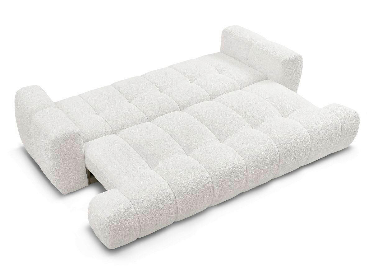 SCHLAFSOFA FUJI Bouclé Weiß  inkl.  - Schwarz/Weiß, MODERN, Kunststoff/Textil (251/113/88cm)