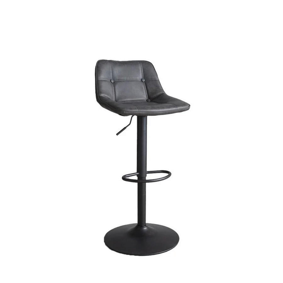 BARHOCKER-SET Lederlook Anthrazit Sitzfläche 360° drehbar  - Anthrazit/Schwarz, MODERN, Textil/Metall (47/87/45cm) - MID.YOU