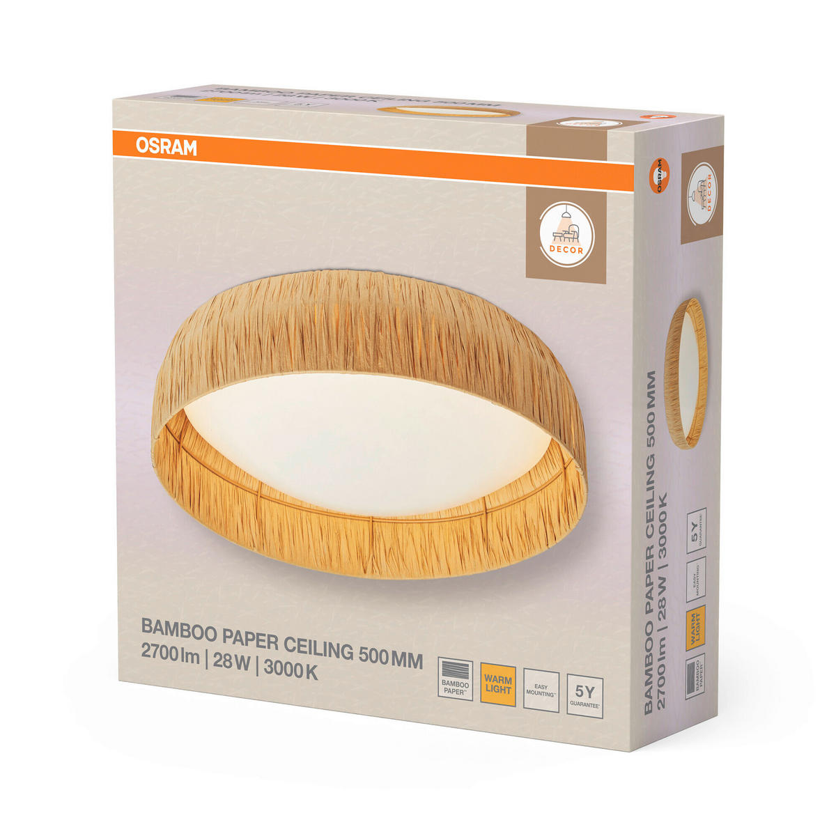 LED-DECKENLEUCHTE 50/13 cm   - Braun, Natur, Naturmaterialien/Metall (50/13cm) - Osram