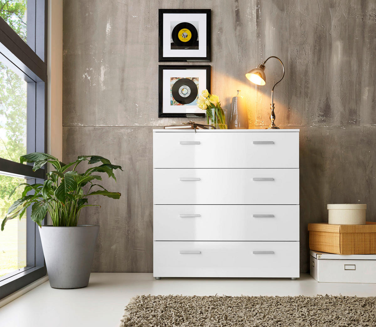SIDEBOARD Marbella Typ 3  in 88/91/32 cm  - Weiß Hochglanz/Schwarz, MODERN, Holzwerkstoff/Kunststoff (88/91/32cm) - MID.YOU