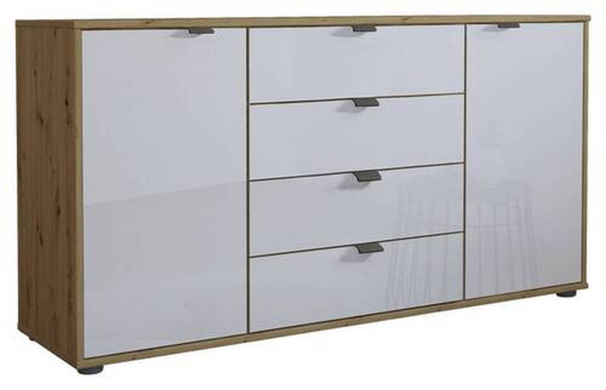 SIDEBOARD  in 140/70/43 cm  - Schieferfarben/Eiche Bianco, KONVENTIONELL, Glas/Holzwerkstoff (140/70/43cm) - Dieter Knoll