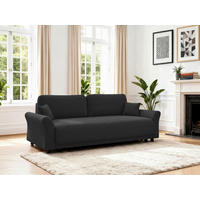 SCHLAFSOFA Flachgewebe, Struktur Schwarz  inkl. Zierkissen, Rückenkissen, Bettkasten, Schlaffunktion, Rücken echt  - Schwarz, Design, Textil (244/88/100cm) - P & B