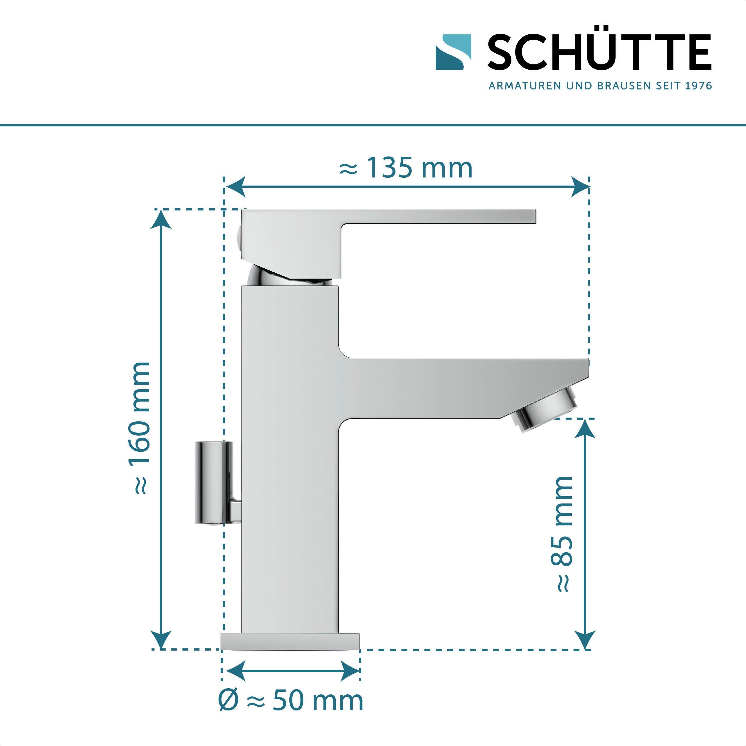 WASCHTISCHARMATUR 5,0/16,0/13,5 cm  - Chromfarben, Basics, Metall (5,0/16,0/13,5cm) - Schütte