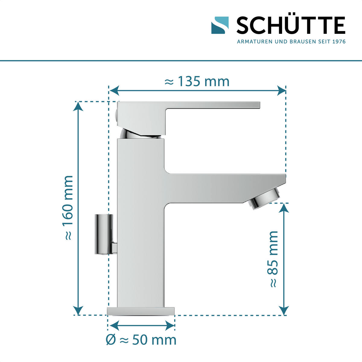 WASCHTISCHARMATUR 5,0/16,0/13,5 cm  - Chromfarben, Basics, Metall (5,0/16,0/13,5cm) - Schütte