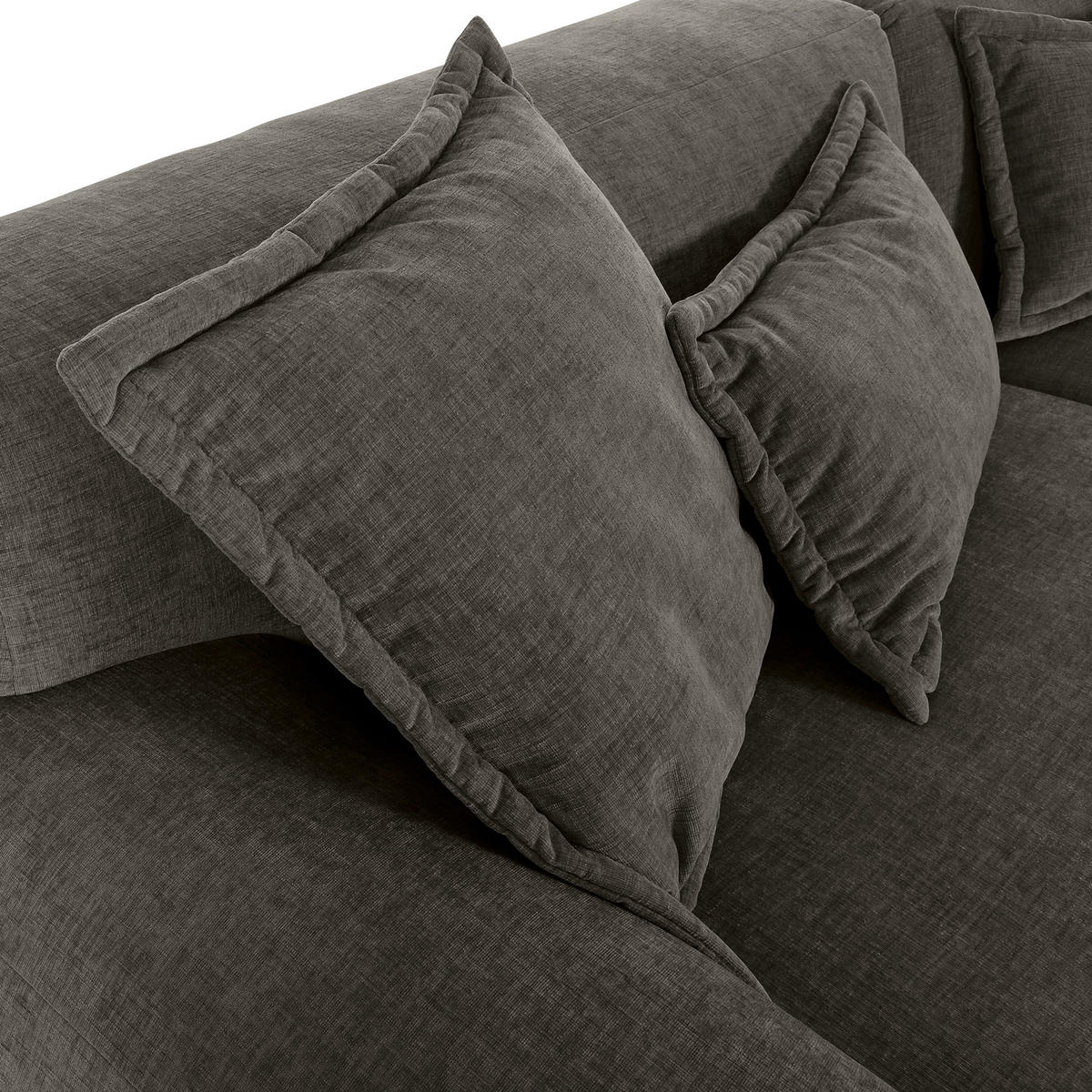 ECKSOFA in Flachgewebe Dunkelgrau  - Dunkelgrau/Schwarz, Konventionell, Kunststoff/Textil (274/174cm) - Carryhome