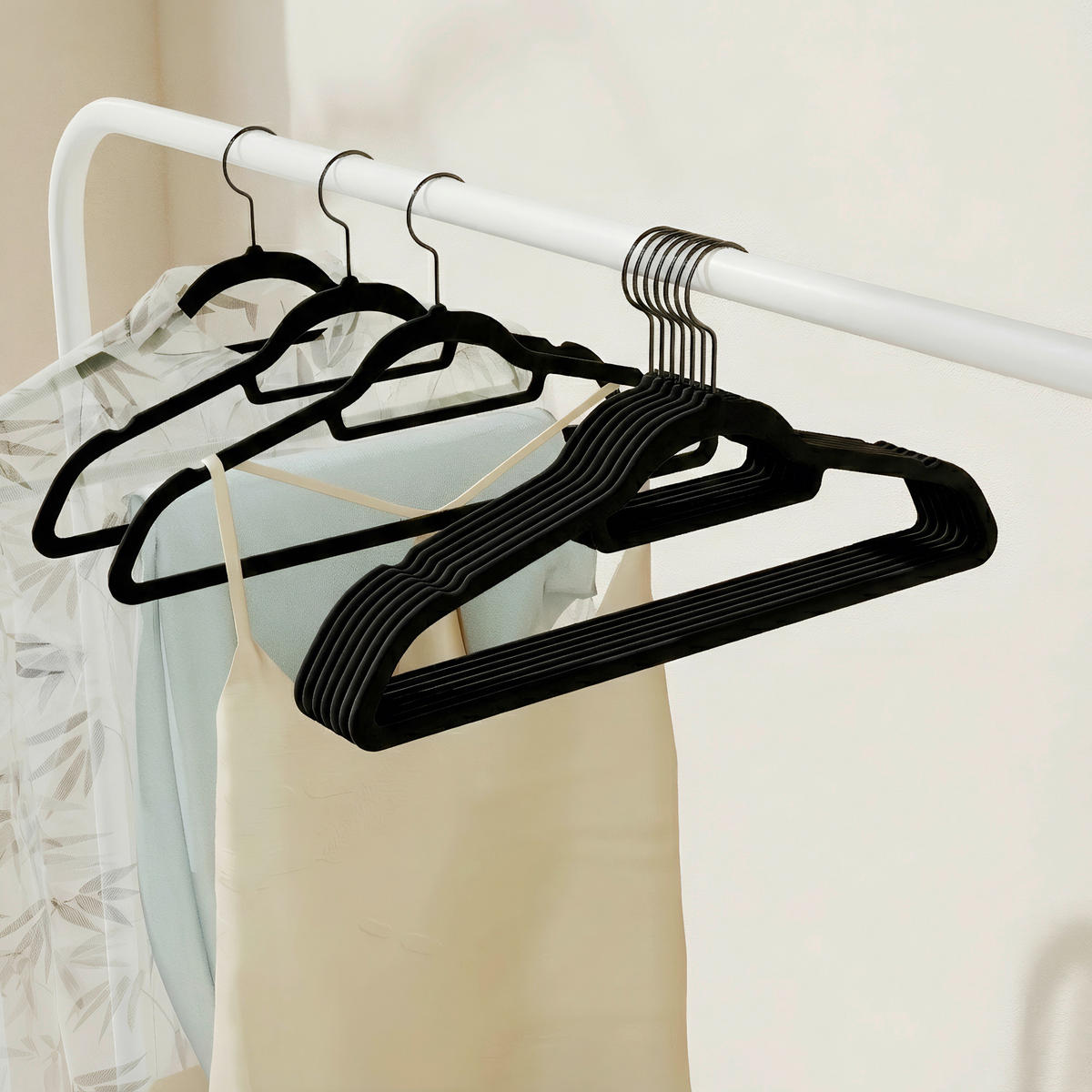 KLEIDERBÜGELSET Metall, Kunststoff, Textil  - Schwarz, Trend, Kunststoff/Textil (43,5/22,5/9cm) - Boxxx
