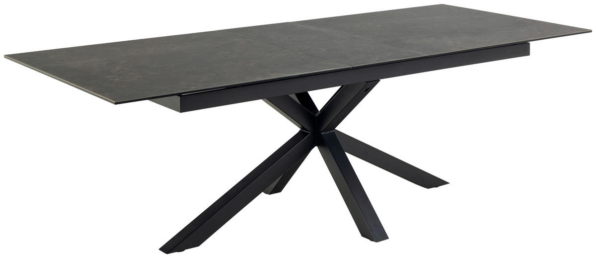 ESSTISCH Schwarz rechteckig  ausziehbar  - Schwarz, Design, Keramik/Metall (200-240/100/75,5cm) - MID.YOU