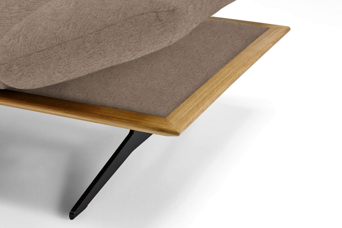 ECKSOFA  in Flachgewebe Hellbraun  159/314 cm  - Hellbraun/Schwarz, Design, Holz/Textil (159/314cm) - Dieter Knoll