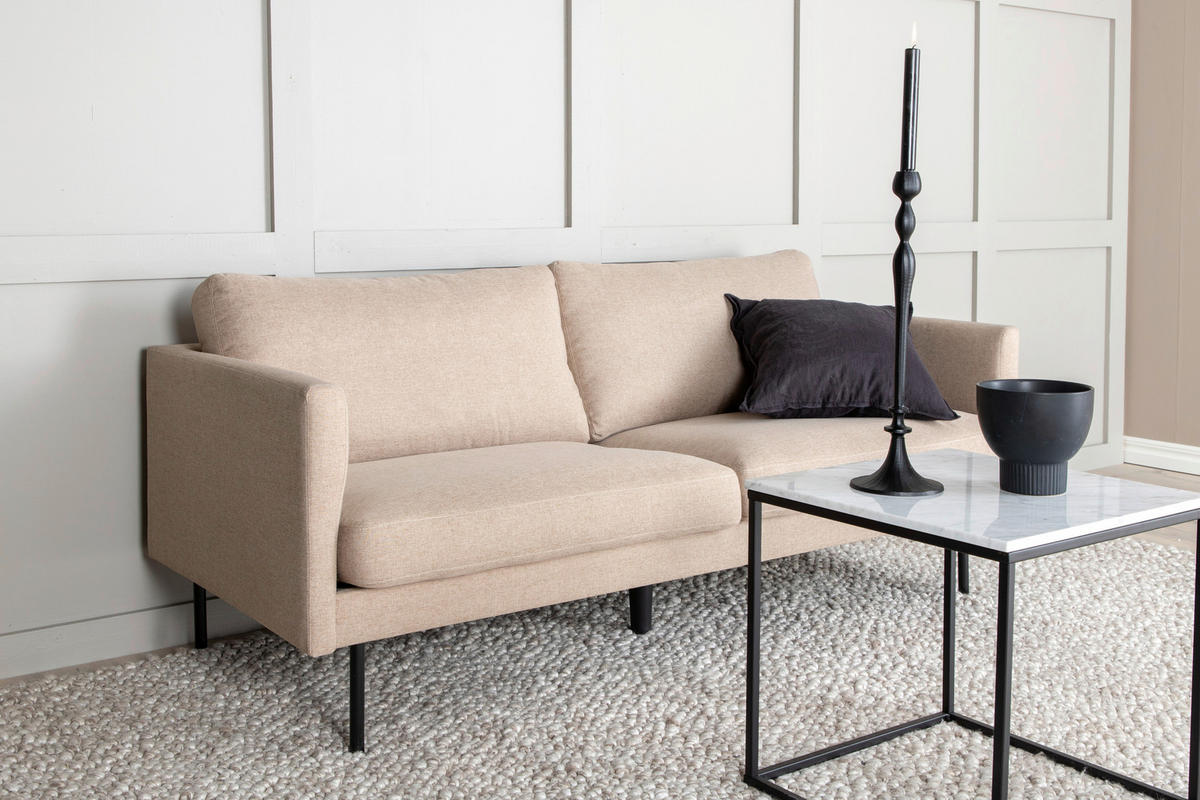 2-SITZER-SOFA Textilgeflecht Braun, Schwarz  - Hellbraun/Beige, Design, Textil/Metall (180/78/80cm) - Livetastic