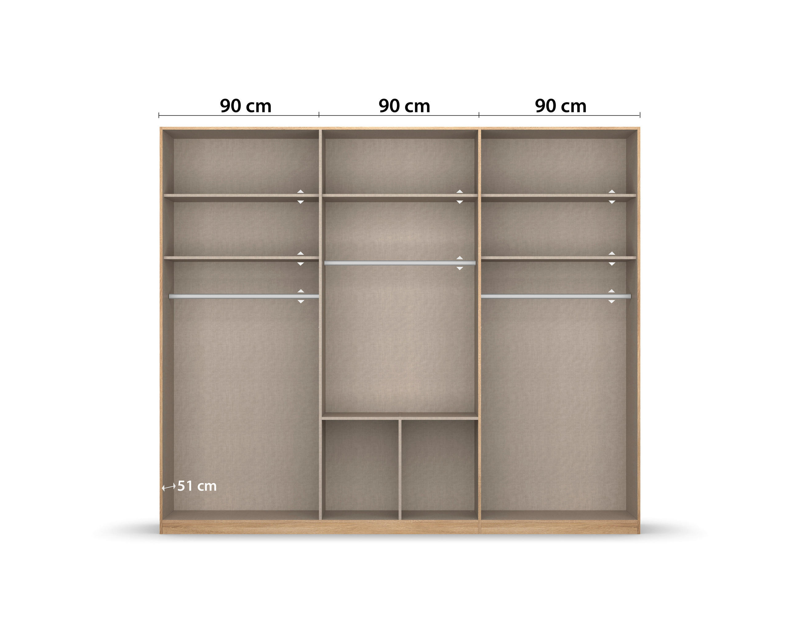 DREHTÜRENSCHRANK in Sonoma Eiche  - Alufarben/Sonoma Eiche, Modern, Holzwerkstoff/Kunststoff (271/229/54cm) - Rauch Möbel