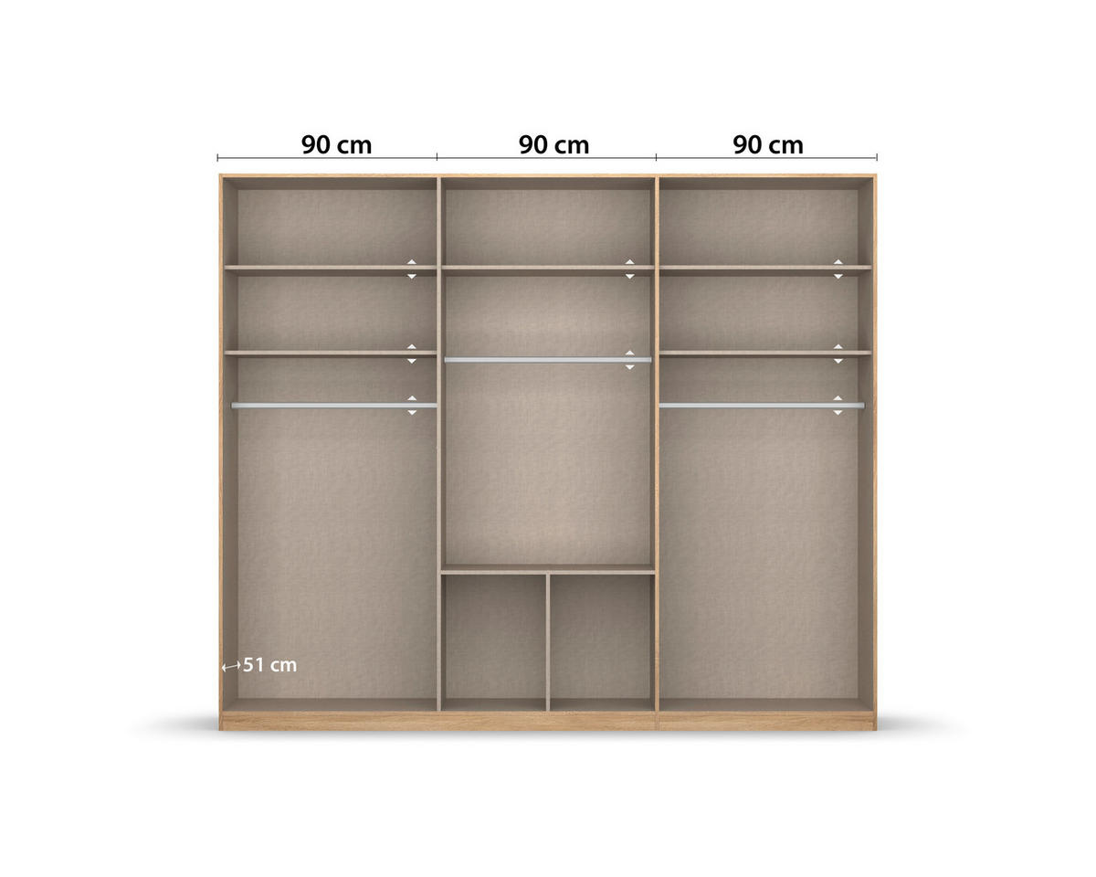 DREHTÜRENSCHRANK 271/229/54 cm 6-türig Sonoma Eiche  - Alufarben/Sonoma Eiche, MODERN, Holzwerkstoff/Kunststoff (271/229/54cm) - Rauch Möbel