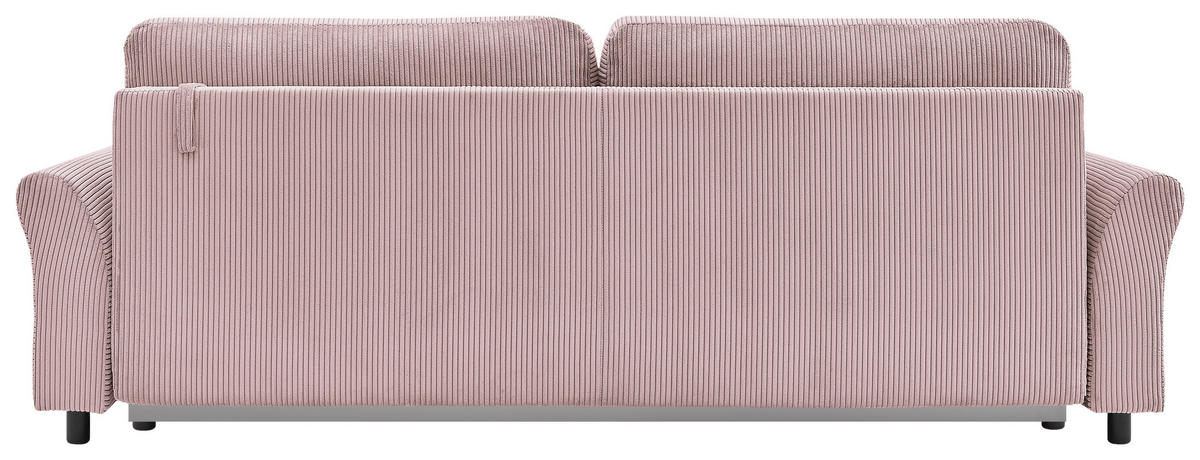 SCHLAFSOFA Cord Rosa  inkl. Zierkissen, Rückenkissen, Bettkasten, Schlaffunktion, Rücken echt  - Schwarz/Rosa, Design, Textil (244/88/100cm) - P & B
