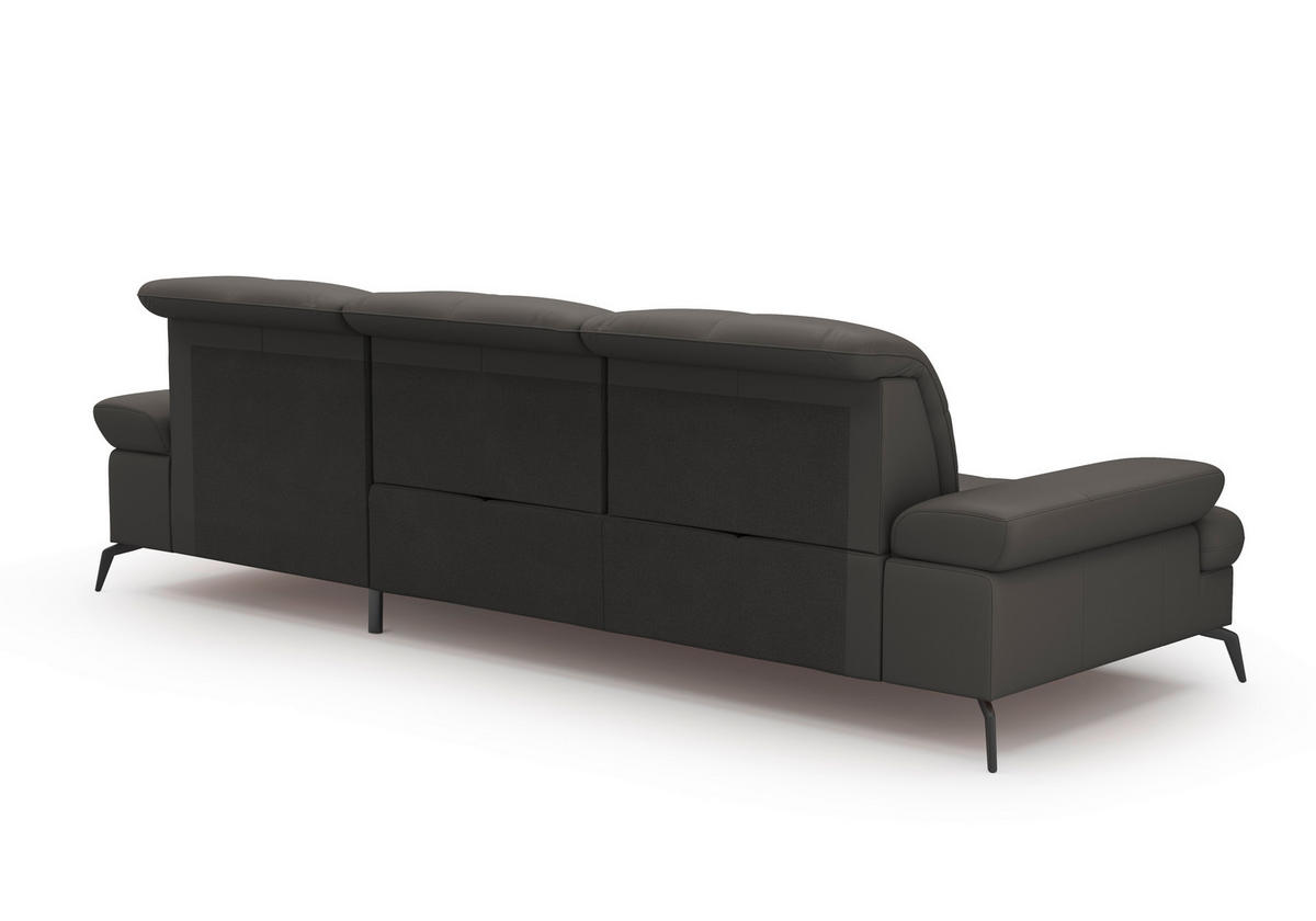 ECKSOFA in Vliesstoff Kombination Echtleder/Stoff Anthrazit  - Anthrazit/Schwarz, Konventionell, Leder/Textil (279/185cm) - Sit & More
