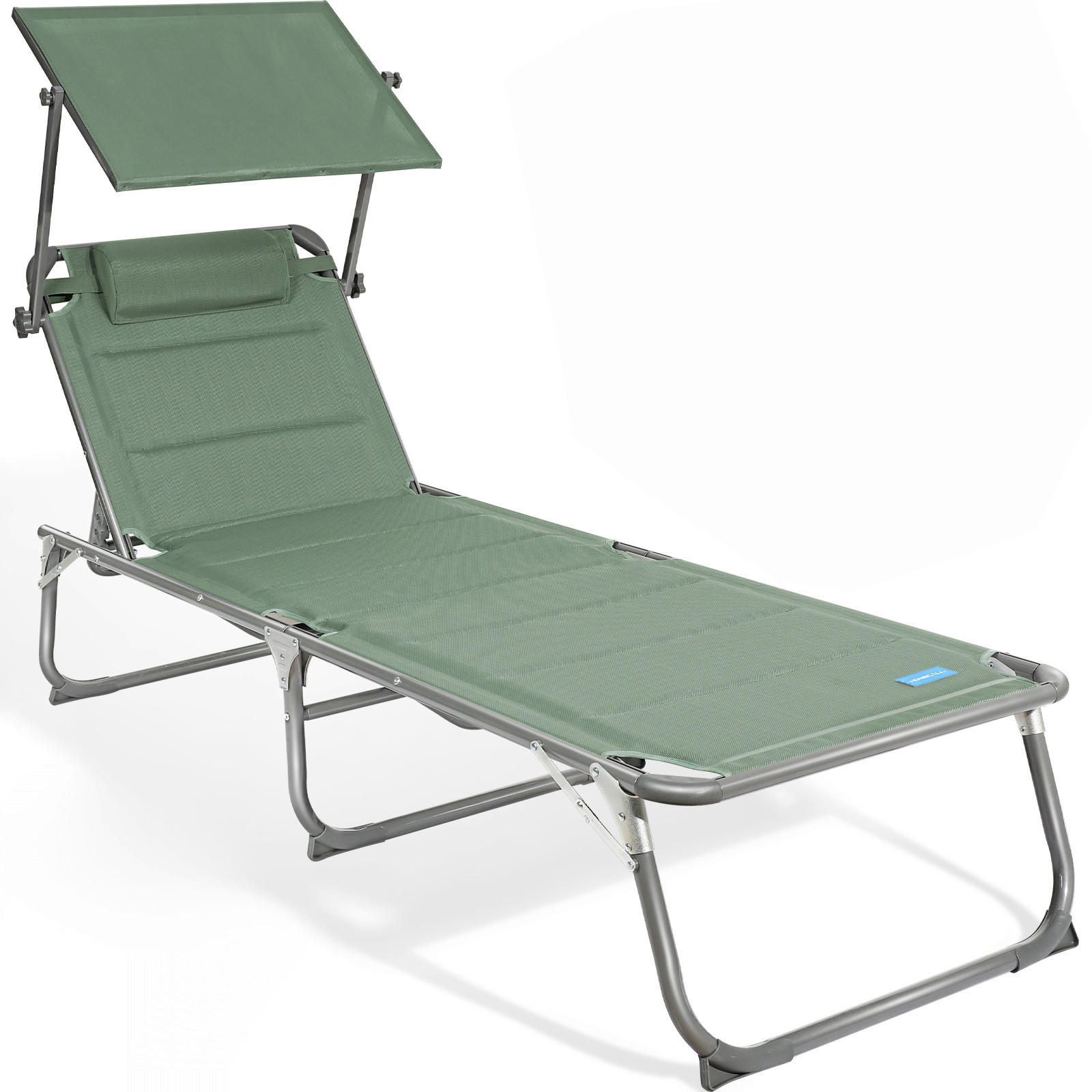 SONNENLIEGE 70/36/200 cm  - Grau/Grün, Basics, Textil/Metall (70/36/200cm) - Modante