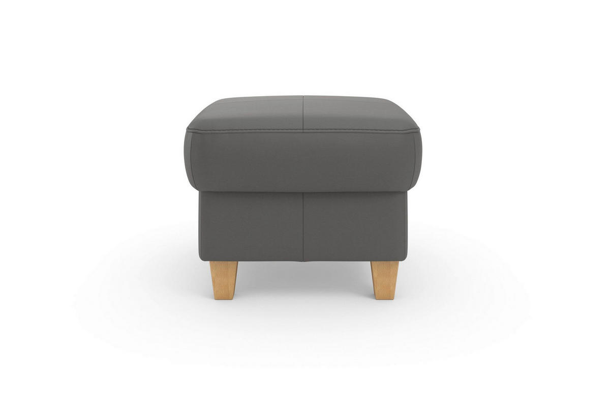 HOCKER PALMERA E Echtleder Mokka  - Eichefarben/Mokka, Basics, Leder/Holz (58/48/58cm) - Sit & More